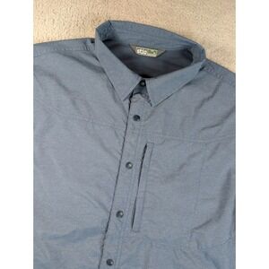 Stio Mens Eddy Shirt LS Blue Heather Snap Front Technical Shirt 200162 Size M